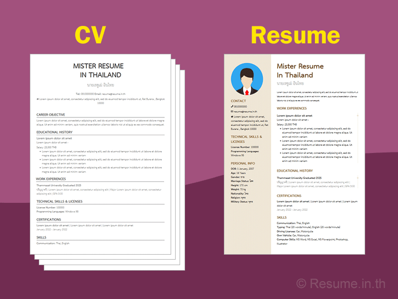 CV ต่างจาก Resume อย่างไร